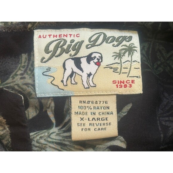 BIG DOGS Men's Short Sleeve Button Down 5 O'Clock Somewhere Shirt Black XL - Picture 4 of 5